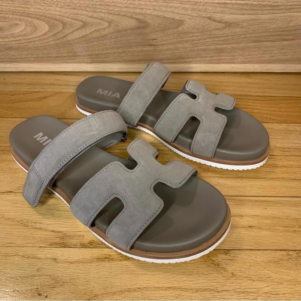 MIA Gray Suede Slide Sandals - Picture 2 of 8
